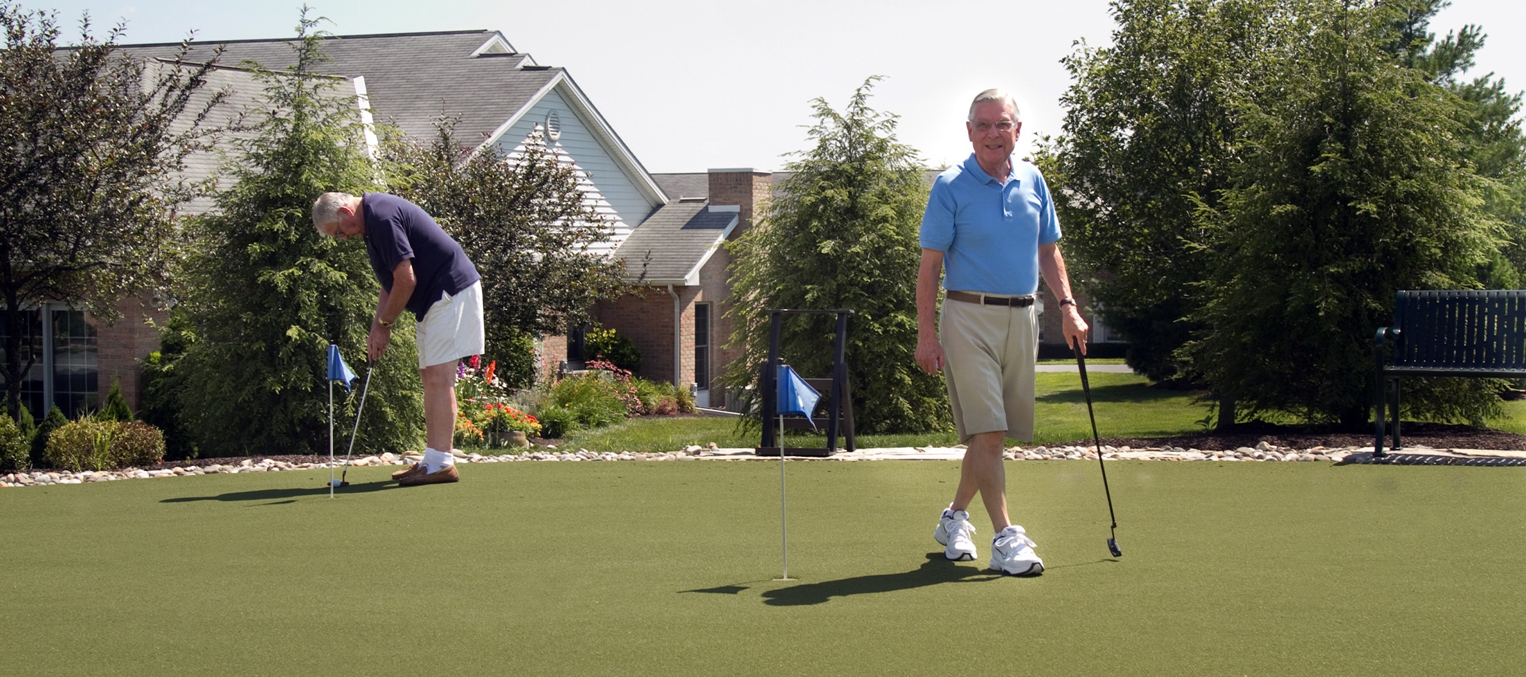 two senior men at golf course