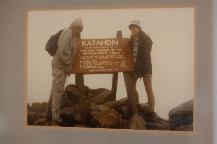 Ginny Musser and her hiking partner at the terminus of the Appalachian Hiking trail, Kathadin.